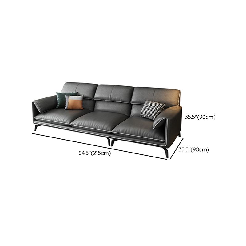 35"H Contemporary Sectional Sofa Leather Grey Stationary Sectionals Clearhalo 'furn' 'furn_sectionals' 'Furniture' 'Living Room Furniture' 'Sectionals' 1200x1200_f4d77c4e-00f8-49d2-a8e4-ba01901282f0