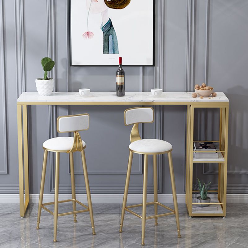 Rectangular Artificial Marble Pub Table Luxurious Bistro Table with Double Pedestal Clearhalo 'Bar Furniture' 'Bar Tables' 'bar_tables' 'furn' 'furn_bar_tables' 'Furniture' 'Kitchen & Dining Furniture' 1200x1200_f4d955a1-5958-47a1-bf9b-2645955e8aad