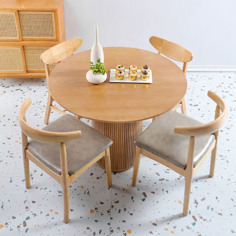 Modern Round Standard Height Dining Table Natural Base Pedestal Casual Dining Table Clearhalo 'Dining Tables & Seating' 'Dining Tables' 'dining_table' 'furn' 'furn_dining_table' 'Furniture' 'furniture_dining_table' 'Kitchen & Dining Furniture' 'kitchen' 'kitchen_dining_table' 1200x1200_f4db87ee-6429-45c1-801d-b500e86143fe