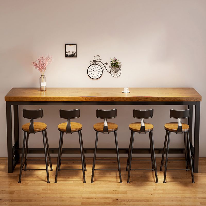 Bruine kleur rechthoek balktafel industriële stijl massieve houten barkruktafel