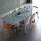 Rechthoekige blauwe stenen eettafel Modern gehard glazen meubels met schroeftafel