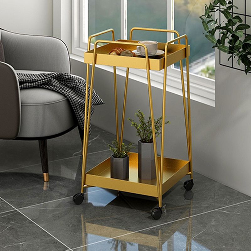 Mesa de esquina cuadrada de mediados de siglo Bandeja de metal de la bandeja de metal Topil final con almacenamiento