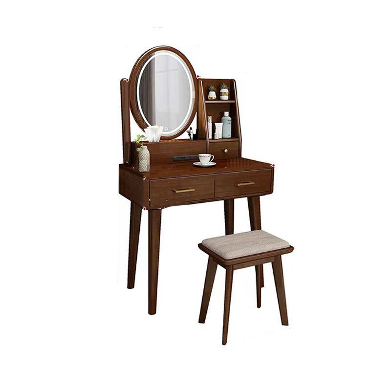 Traditions Dressing Table Cherry Bedroom Lighted Mirror Standing Make-up Vanity Clearhalo 'Bedroom Furniture' 'furn' 'furn_makeup_vanities' 'Furniture' 'Makeup Vanities' 'makeup_vanities' 1200x1200_f4dc7db1-fb12-4c96-a1bc-86333677fd9e