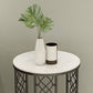 21.6" Tall Modern Round Slate Top Side Table Iron Frame End Table with Shelf