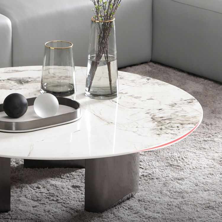 Glam Round Slate Cocktail Table Stainless Steel 3 Legs Coffee Table Clearhalo 'Coffee & Accent Tables' 'Coffee Tables' 'coffee_tables' 'furn' 'furn_coffee_tables' 'Furniture' 'Living Room Furniture' 1200x1200_f4ddfb83-68e7-4140-916b-91fc0c5a3e53