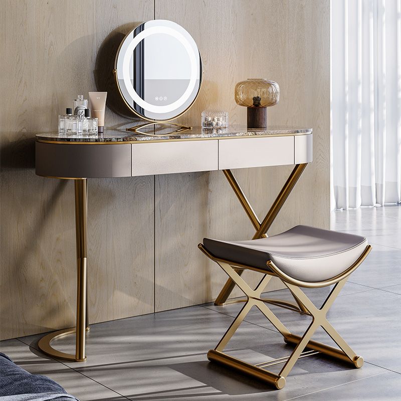 Tavolo da vanità a specchio illuminato set lussuoso tavolo da toeletta da top in pietra