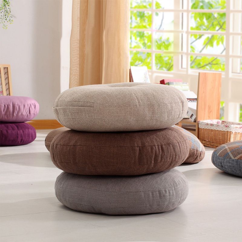 Modern Pouf Ottoman Cotton Upholstered Tufted Tear Resistant Round Ottoman Clearhalo 'furn' 'furn_ottomans_poufs' 'Furniture' 'Living Room Furniture' 'Ottomans & Poufs' 'ottomans_poufs' 1200x1200_f4de9d89-a24c-47a6-8566-14a163e92705