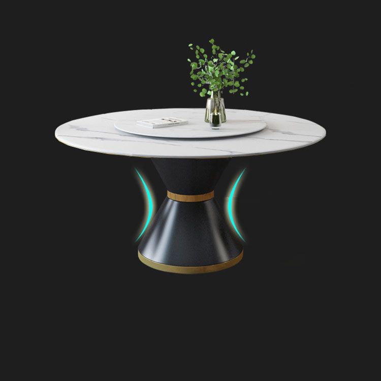 Metal Pedestal Table Convertible Dining Table for Dining Room