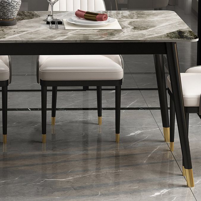Sintered Stone Top Dining Table in Grey Industrial Indoor Table with 4 Legs Clearhalo 'Dining Tables & Seating' 'Dining Tables' 'dining_table' 'furn' 'furn_dining_table' 'Furniture' 'Kitchen & Dining Furniture' 1200x1200_f4e018a0-3c5f-4d5a-9c3e-2d25c2a2fbb6