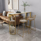 Glam Marble Pub Table with Specialty Table Top Gold Double Pedestal Table - 42" H Clearhalo 'Bar Furniture' 'Bar Tables' 'bar_tables' 'furn' 'furn_bar_tables' 'Furniture' 'furniture_bar_tables' 'Kitchen & Dining Furniture' 1200x1200_f4e1deab-ba91-466e-b183-cc60d6651e8f