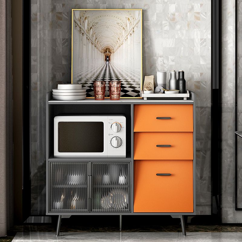 Drawer Engineered Wood Sideboard Glam Glass Doors Credenza with Stone Countertop Clearhalo 'buffet_sideboard' 'Buffets & Sideboards' 'furn' 'furn_buffet_sideboard' 'Furniture' 'Kitchen & Dining Furniture' 1200x1200_f4e26e3b-a2d0-40b1-af50-eaf59cf338b2