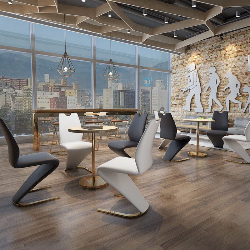 Scandinavian Style Faux Leather Dining Chairs Solid Back Chair for Kitchen (Set of 2) Clearhalo ' kitchen&dining_furn' 'Dining Chairs' 'Dining Tables & Seating' 'dining_chair' 'furn' 'furn_dining_chair' 'Furniture' 'furniture_dining_chair' 'Kitchen & Dining Furniture' 'kitchen' 1200x1200_f4e34724-2758-414e-9b9b-dc2aa96c9ff8