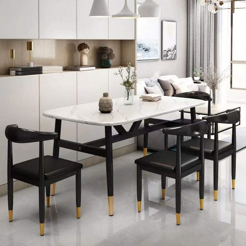 Chaise de salle à manger en métal chaise rembourrée contemporaine