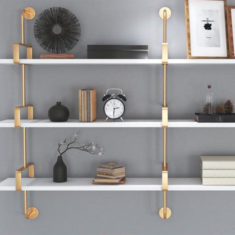 Glam Engineered Holz Bücherregal schwimmend weiß geschlossener Bücherregal