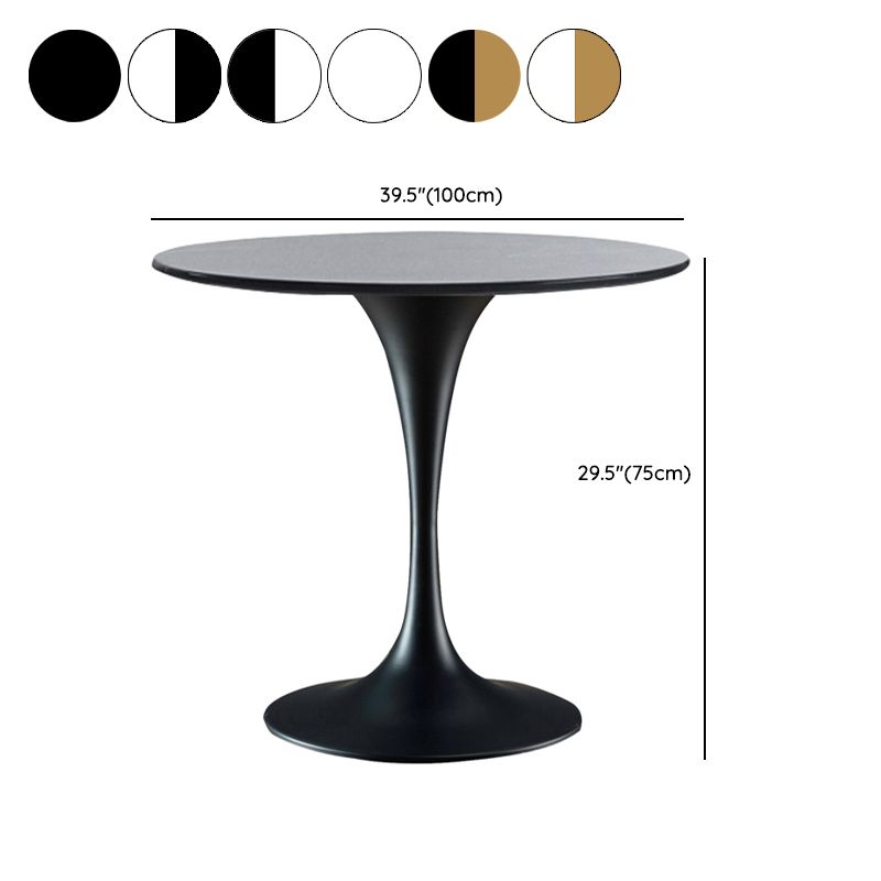 Modern Round Dining Table Faux Marble Tabletop for 2 Persons