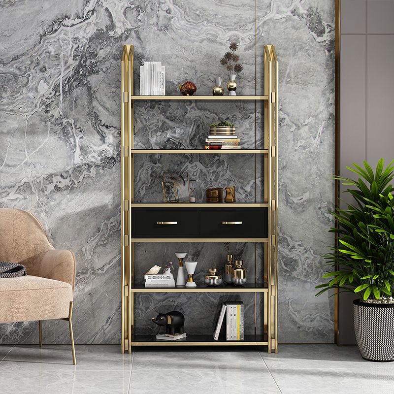 Glam Style Bookcase 12"W 79"H Open Back Bookshelf for Study Room Home Office Clearhalo 'Bookcases' 'furn' 'furn_bookcases' 'Furniture' 'furniture_bookcases' 'kitchen' 'kitchen_bookcases' 'Living Room Furniture' 'Office Furniture' 1200x1200_f4e6ab91-738e-4b71-b970-15344c407042