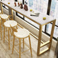 Glam Bar Height Table White Faux Marble Top Bistro Bar Table with Trestle Base Clearhalo 'Bar Furniture' 'Bar Tables' 'bar_tables' 'furn' 'furn_bar_tables' 'Furniture' 'Kitchen & Dining Furniture' 1200x1200_f4e6e6f7-c62b-4199-9cda-9f31775be767