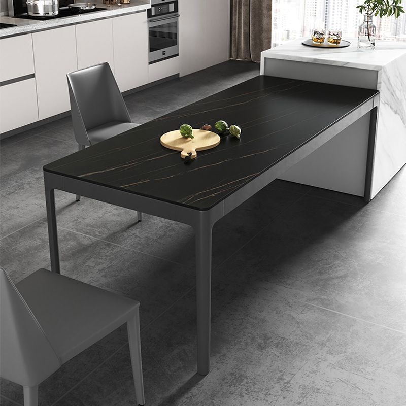 Modern Black Dining Table Rectangle Sintered Stone Table with 4 Legs for Kitchen Clearhalo ' dining_table' 'Dining Tables & Seating' 'Dining Tables' 'Furniture' 'furniture_dining_table' 'Kitchen & Dining Furniture' 'kitchen&dining_furn' 'kitchen' 'kitchen_dining_table' 1200x1200_f4e7475b-4627-47cf-bb52-e52cfe8e5288