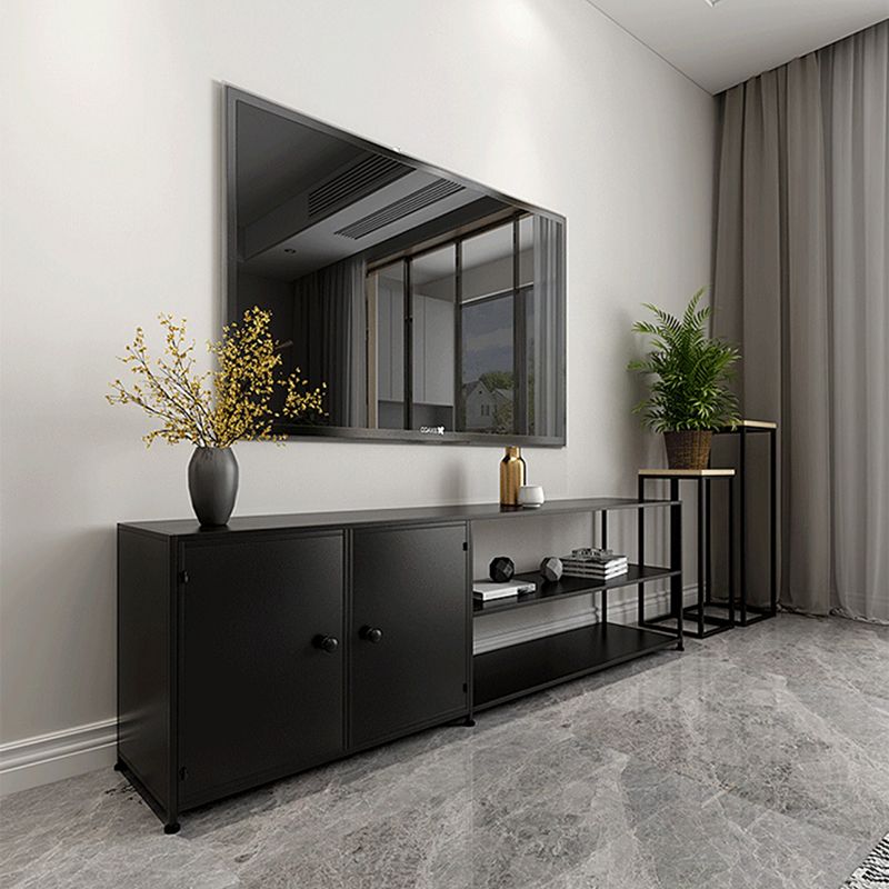 Industrial Metal TV Stand Console Open Storage TV Media Stand for Living Room Clearhalo 'furn' 'furn_tv_stands_entertainment_centers' 'Furniture' 'Living Room Furniture' 'TV Stands & Entertainment Centers' 'TV Stands & Media Storage Furniture' 'tv_stands_entertainment_centers' 1200x1200_f4e7d99d-4111-42ce-9e1b-a3ade756f0b7
