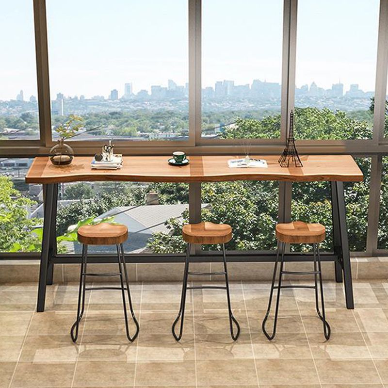 Rectangle Wood Bar Table Trestle Base Dining Table for Kitchen Living Room Clearhalo 'Bar Furniture' 'Bar Tables' 'bar_tables' 'furn' 'furn_bar_tables' 'Furniture' 'Kitchen & Dining Furniture' 1200x1200_f4e97572-9025-4af0-86cc-2bb86e73a590