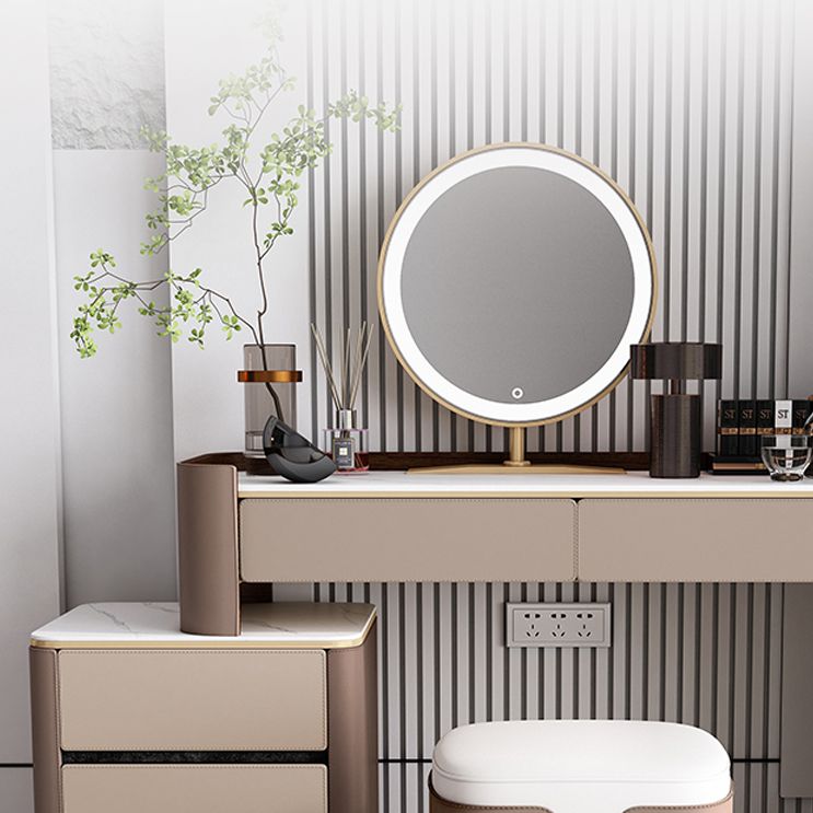 With Drawer Modern Lighted Mirror Bedroom Brown Dressing Table Clearhalo 'Bedroom Furniture' 'furn' 'furn_makeup_vanities' 'Furniture' 'Makeup Vanities' 'makeup_vanities' 1200x1200_f4e9fd56-2c92-4dfa-8152-c52f92d5d5cd