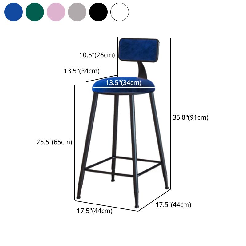 Industrial Armless Backrest Counter Stool Iron Cafe Bar Stool with Velvet Cushion Clearhalo 'Bar Furniture' 'Bar Stools' 'bar_stools' 'furn' 'furn_bar_stools' 'Furniture' 'furniture_bar_stools' 'Kitchen & Dining Furniture' 1200x1200_f4ea04be-c62f-4396-8777-04fa7e0097aa