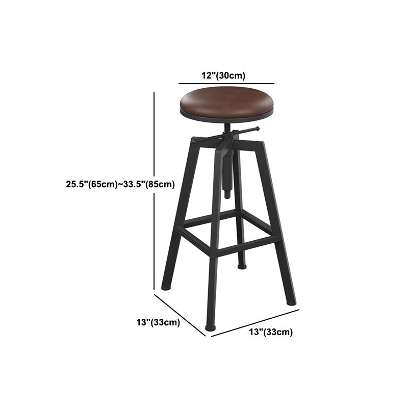 Adjustable Armless Height Stool Industrial Counter Stools with Black Base