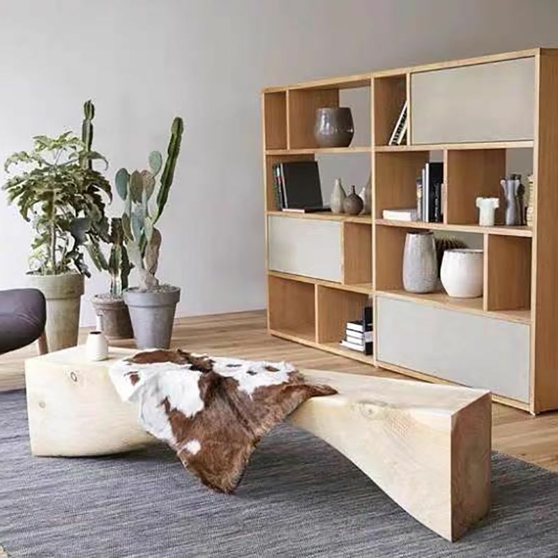 Modern Backless Seating Bench Rectangle Pine Wood Seating Bench Clearhalo 'Benches' 'Chairs & Seating' 'furn' 'furn_benches' 'Furniture' 'Living Room Furniture' 1200x1200_f4eacd2f-fcd0-4379-bb7c-507e53689e81