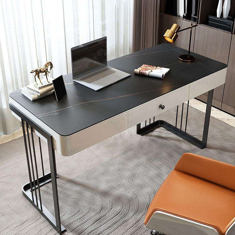 Bureau d'écriture en marbre contemporain 1 Drawer Bureau de bureau pour la maison