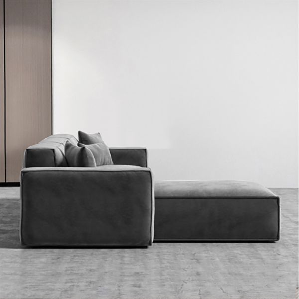 Stile Nordico Sezione sezione Ampiante di braccio quadrate in lattice/giù/spugna divano grigio