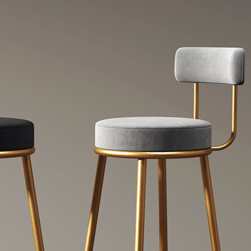 Nordic Armless Backrest Counter Stool Iron Cafe Bar Stool with Velvet Cushion and Pedal Clearhalo 'Bar Furniture' 'Bar Stools' 'bar_stools' 'furn' 'furn_bar_stools' 'Furniture' 'furniture_bar_stools' 'Kitchen & Dining Furniture' 1200x1200_f4ed1c7f-b41b-4a3f-830d-9f9cd6488408