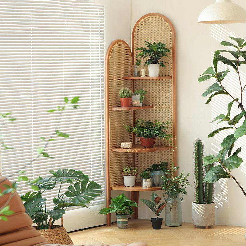 Hoek houten 4-laags plank hedendaagse boekenkast met planken