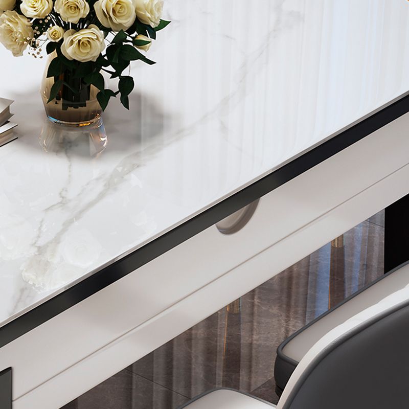 Glossy White Dinette Table with Wooden Legs Contemporary Foldable Dining Table for Home Clearhalo 'Dining Tables & Seating' 'Dining Tables' 'dining_table' 'furn' 'furn_dining_table' 'Furniture' 'Kitchen & Dining Furniture' 1200x1200_f4ef22c2-35c9-4118-aee5-9069966ceb75