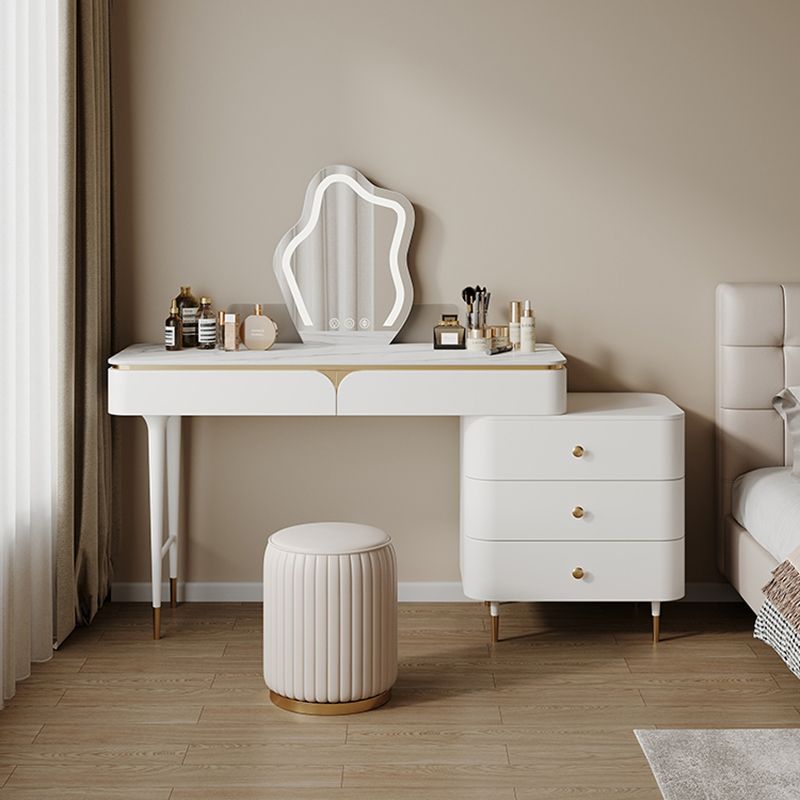 Tavolo da toeletta bianco in piedi set di vanità con tavolo da trucco e sgabello