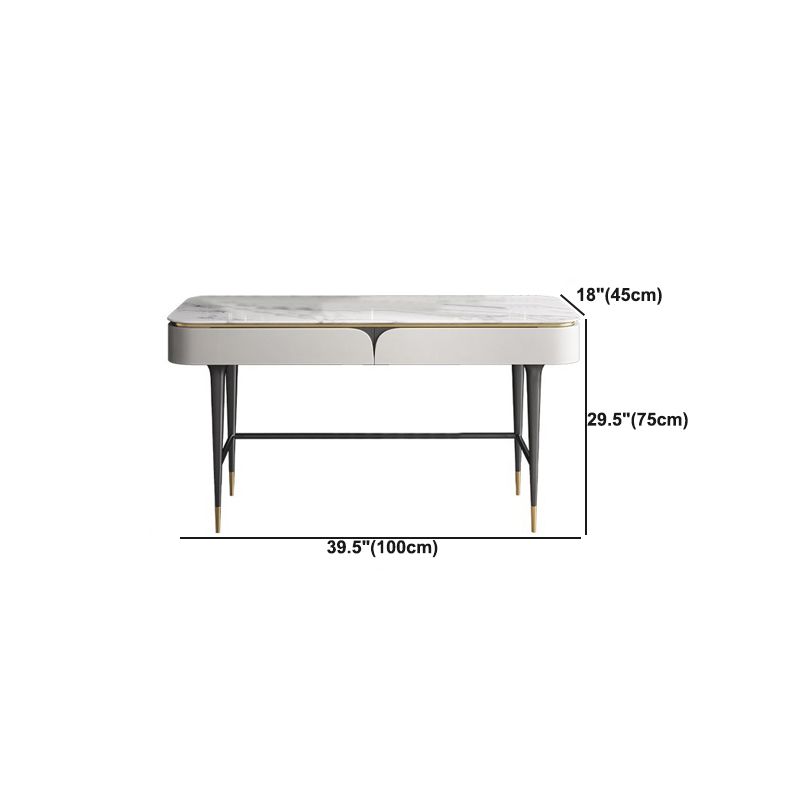 Weißer Waschtisch-Make-up-Eitelkeit Stone Top Spintenstühle Set