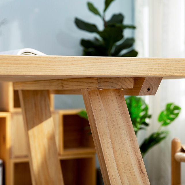 Rectangle Trestle Base Dining Table Modern Pine Wood Table for Kitchen Clearhalo 'Dining Tables & Seating' 'Dining Tables' 'dining_table' 'furn' 'furn_dining_table' 'Furniture' 'Kitchen & Dining Furniture' 1200x1200_f4f46f3a-3b09-4b4a-a964-a52a80ae31f7