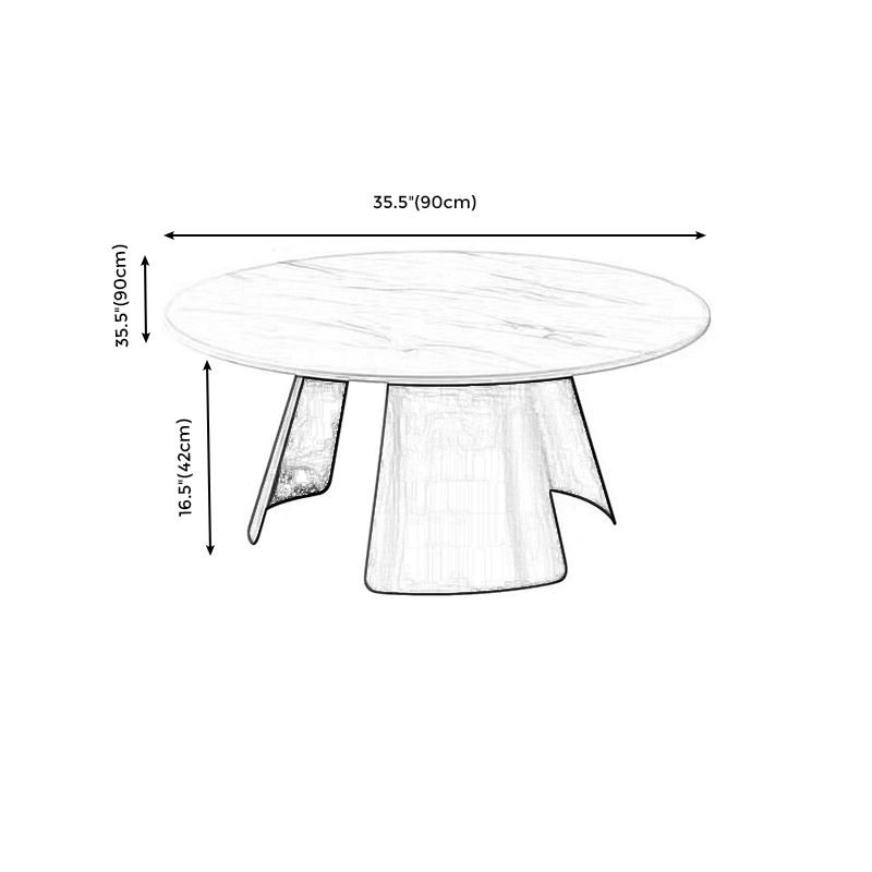 Modern Black and White Coffee Table Round Slate and Metal Table