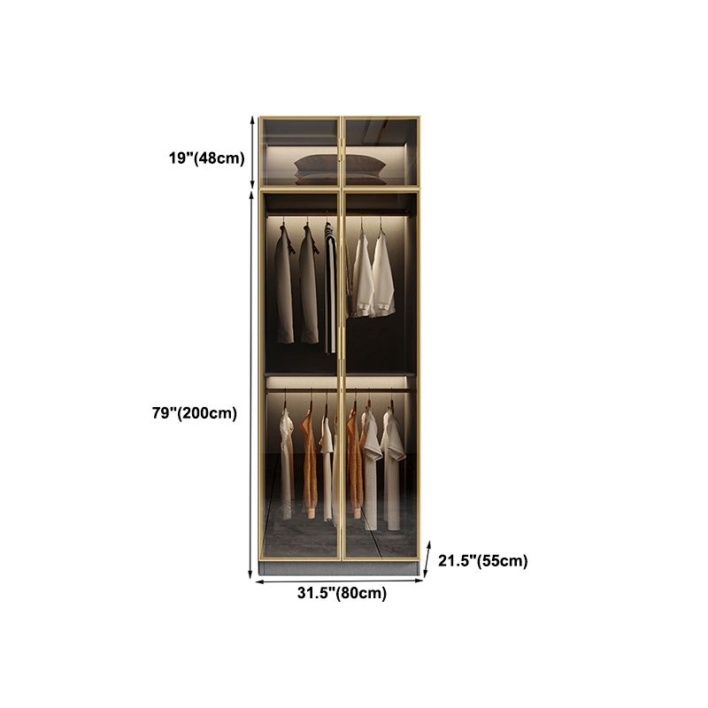 Glass and Wood Wardrobe Armoire Contemporary Wardrobe Closet Clearhalo 'Armoires & Wardrobes' 'armoires_wardrobes' 'Bedroom Furniture' 'furn' 'furn_armoires_wardrobes' 'Furniture' 1200x1200_f4f60423-812e-4e4c-b129-fe7af065767d
