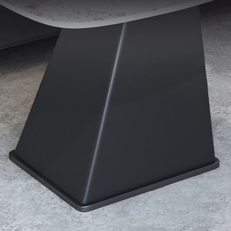 Rectangular Stone End Table Modernism Pedestal Side Table, 23.6" W x 19.7" D x 23.6" H