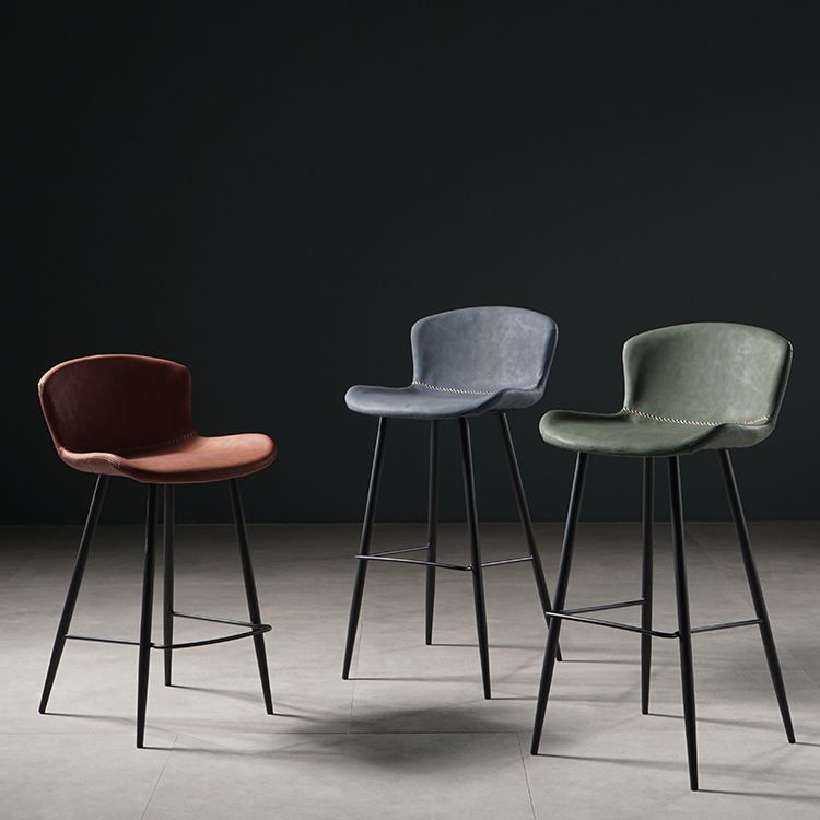 Sgabello da bar in pelle da bar contemporanei da bar per bar da cucina con gambe metalliche