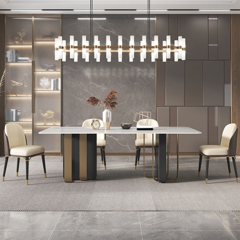 Glam Style Sintered Stone Dining Set Rectangle 1/4/5/6 Pieces Dining Set Clearhalo 'Dining Room Sets' 'Dining Tables & Seating' 'dining_room_set' 'furn' 'furn_dining_room_set' 'Furniture' 'Kitchen & Dining Furniture' 1200x1200_f4f6f4b1-6015-42c5-85c3-f3970773be93
