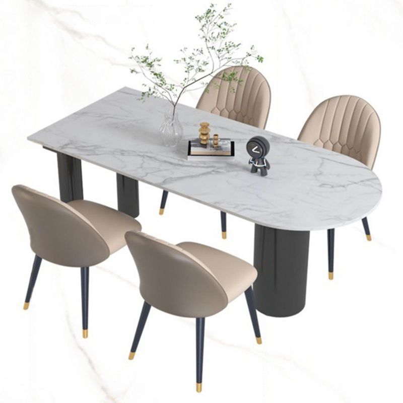 Sintered Stone White Tone Dining Table Simplicity 3 Legs Table for Dining Room Clearhalo ' dining_table' 'Dining Tables & Seating' 'Dining Tables' 'furn' 'furn_dining_table' 'Furniture' 'furniture_dining_table' 'Kitchen & Dining Furniture' 'kitchen&dining_furn' 'kitchen' 'kitchen_dining_table' 1200x1200_f4f725d4-8104-4aff-90be-e862fb245b7f