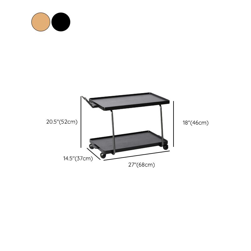 Cherry Wooden Storage End Table Rectangular 2-Tier Side Table with Casters Clearhalo 'Coffee & Accent Tables' 'End & Side Tables' 'end_side_tables' 'furn' 'furn_end_side_tables' 'Furniture' 'Living Room Furniture' 1200x1200_f4f8a110-2e1f-48da-95fd-b1a762986706