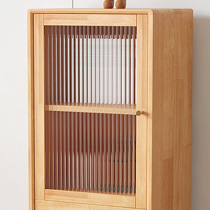 Contemporary Solid Wood Cabinet Glass Paned 1 - Door Natural Chest with Drawers Clearhalo 'Cabinets & Chests' 'cabinets_chests' 'furn' 'furn_cabinets_chests' 'Furniture' 'Living Room Furniture' 1200x1200_f4f9a48c-5504-4714-85f3-99ee6635cd7c
