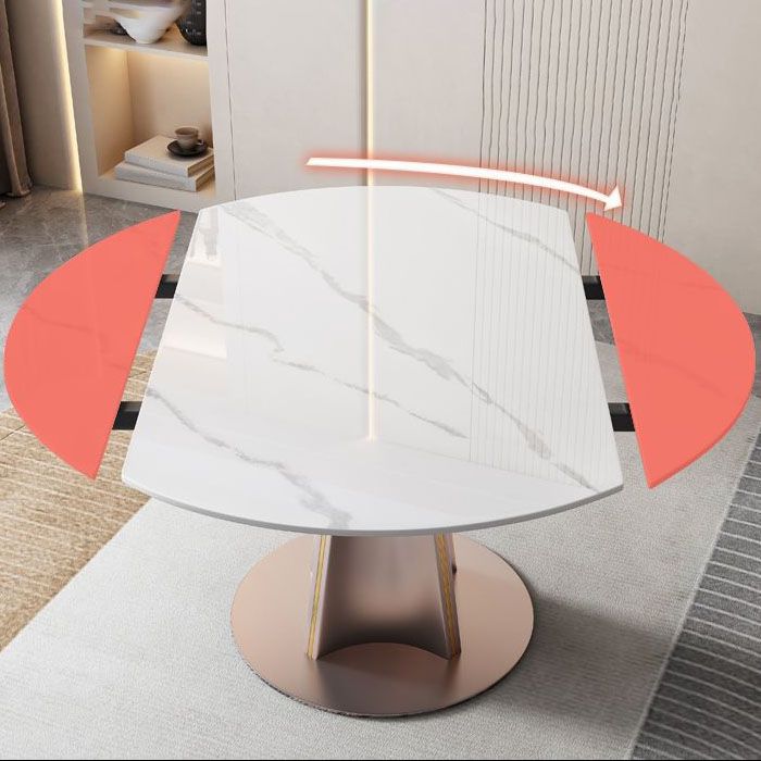 Metal Pedestal Dining Table Extendable Dining Table for Kitchen Clearhalo 'Dining Tables & Seating' 'Dining Tables' 'dining_table' 'furn' 'furn_dining_table' 'Furniture' 'Kitchen & Dining Furniture' 1200x1200_f4f9c23e-195e-4ba5-879d-5c4724ab087f