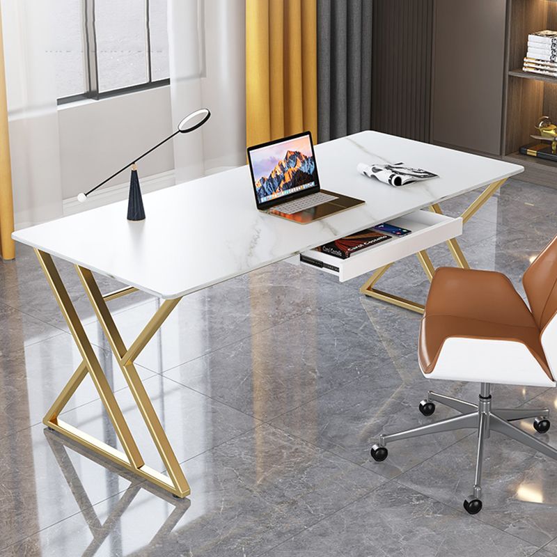 29,25 pollici H Classic Glam Office Desk White RECTALGLY Desk