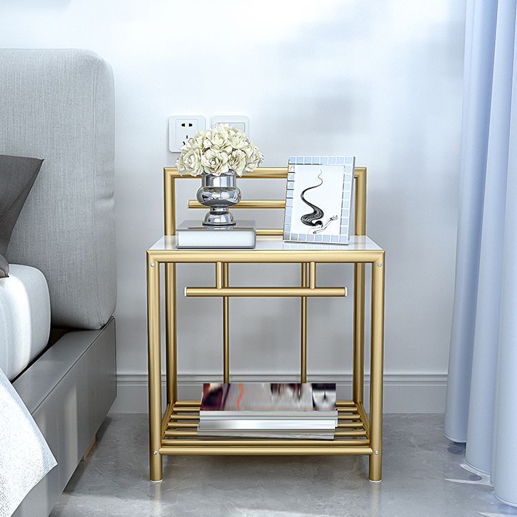 1 Shelf Glam Nightstand Metal Legs Included Night Table Open Storage ,23.6" Tall Clearhalo 'Bedroom Furniture' 'furn' 'furn_night_stand' 'Furniture' 'night_stand' 'Nightstands' 1200x1200_f4fa2a02-335d-4c3b-8b26-dc0ee4423fe8