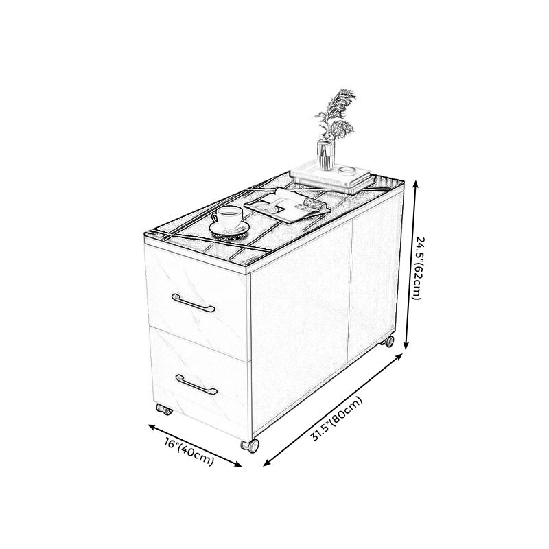 Contemporary 1-Door 2-Drawer Side Table with Casters - 24.4" H Clearhalo 'Coffee & Accent Tables' 'End & Side Tables' 'end_side_tables' 'furn' 'furn_end_side_tables' 'Furniture' 'Living Room Furniture' 1200x1200_f4fa876e-3139-4d5b-a3bd-8d2e5cd0092e
