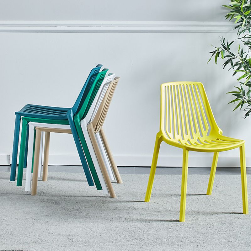 Glam Style Dining Room Chair Plastic Slat Back Chair for Indoor