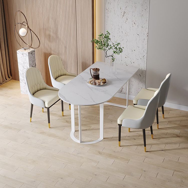 Simplicity Style Furniture Double Pedestal Stone Dining Site Table for Home Clearhalo 'Dining Tables & Seating' 'Dining Tables' 'dining_table' 'furn' 'furn_dining_table' 'Furniture' 'furniture_dining_table' 'Kitchen & Dining Furniture' 'kitchen' 'kitchen_dining_table' 1200x1200_f4fcf5b0-c06d-4692-9e52-0ea800b0d420